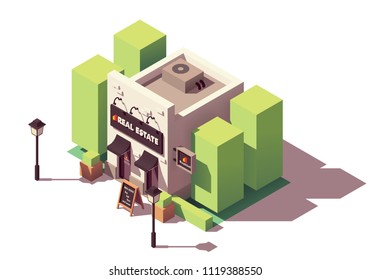Vector isometric real estate broker or realty agency office building