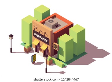 Vector isometric real estate broker or realty agency office building