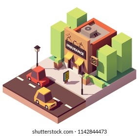 Vector isometric real estate broker or realty agency office building