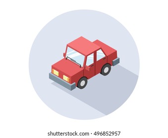 Vector isometric red car, modern 3D flat illustration, city transport icon, auto logotype, car service,   