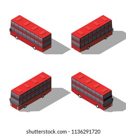 Vector isometric red double decker bus.
