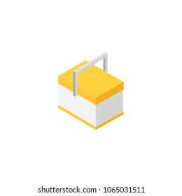 Vector isometric refrigerator icon. Picnic container made in low poly style on white background