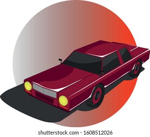 Vector Isometric Retro Car. Original illustration american muscle car. 
