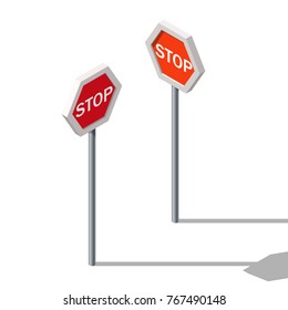 Vector isometric road sign stop. Restriction icon.