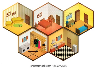 Vector Isometric Rooms Icon