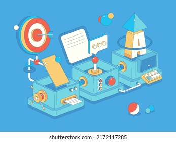escenario isométrico vectorial de la tecnología y las finanzas

