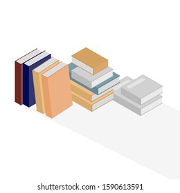 Vector isometric set of books on white background.