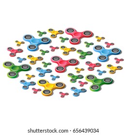 Vector isometric set with hand spinners on a white background