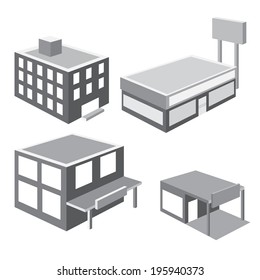 vector of isometric shop and apartment