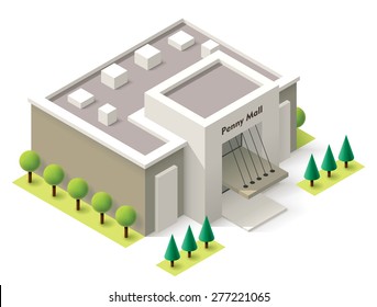 Vector Isometric Shopping Mall Building Icon