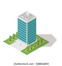 Vector isometric  skyscraper apartment and office building  for city map creation.