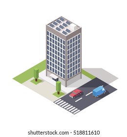 Vector isometric skyscraper apartment and office building for city map creation.