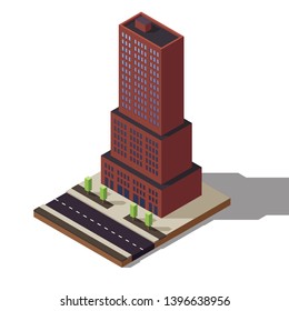 Vector isometric skyscraper. Buisness center building. Real estate Icon.