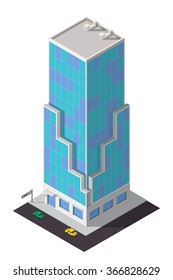 Vector isometric skyscraper. City map building 3d element.