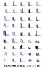 Vector isometric skyscrapers set