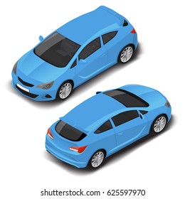 Vector isometric small coupe car icon. Transport for infographic