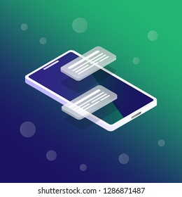 vector isometric smartphone with new messages 