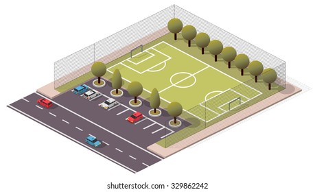 Vector Isometric Soccer/Football Pitch