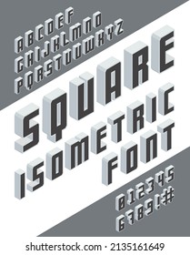 vector isometric square font, sport font for posters, illustrations, design layouts