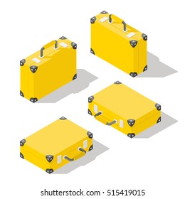 Vector isometric Suitcase in different views.