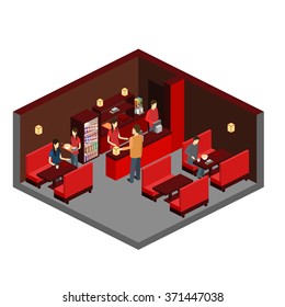 Vector isometric sushi restaurant. Building icon