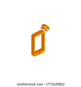 Icono de teléfono isométrico vectorial en fondo blanco