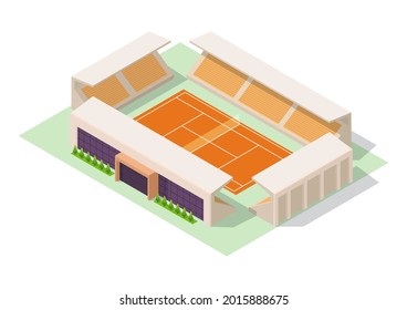 Vector isometric tennis stadium isolated on white