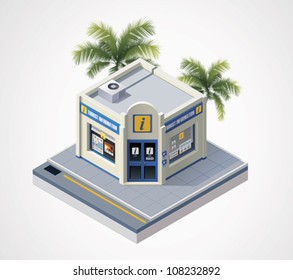 Vector Isometric Tourist Information Center Building