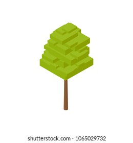 Vector isometric tree icon. 3d tree for infographic and maps made in low poly style on white background