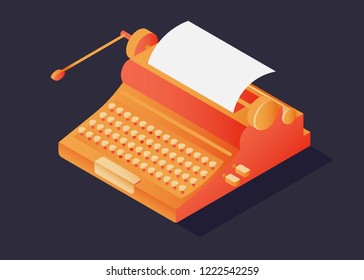 vector isometric typewriter