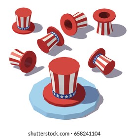 Vector isometric  Uncle Sam hat.