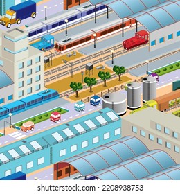 Vector isometric view of the city station