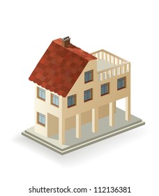 Vector isometric view of a country house