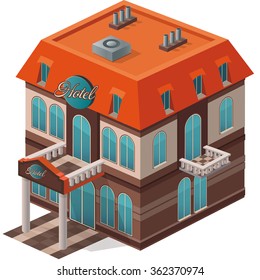 Vector isometric view of the hotel building