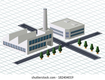 Vector isometric view of the industrial district