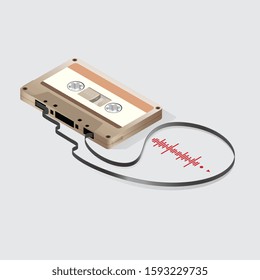 Vector Isometric vintage Cassette,Recording icon ,creative illustration