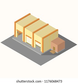 Vector isometric warehouse building