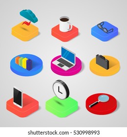 Vector isometric web icons on gray background, illustration.