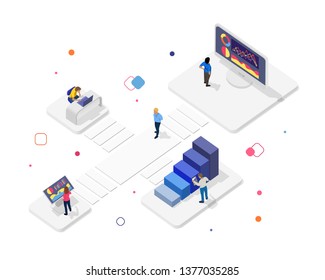 Vector isometric work concept 