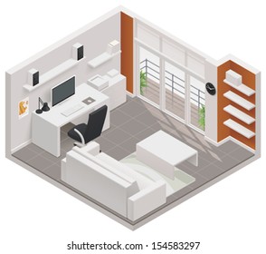 Vector isometric working room icon