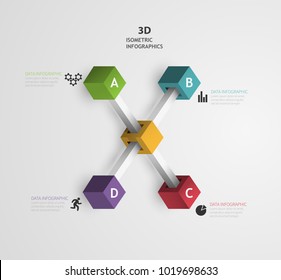 vector isometric x diagram 3d design for business data presentation
