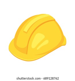 Vector isometric yellow worker hat. Isolated on white background.