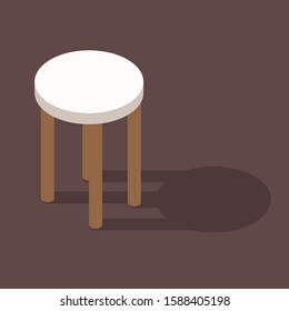 vector isometry white round chair with wooden legs