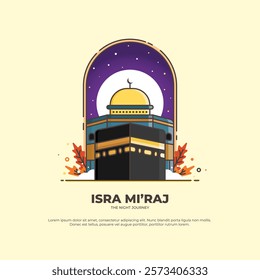 vector isra miraj. concept of kaaba and al aqsa mosque. vector illustration. can be used for religious events, wallpaper, and background