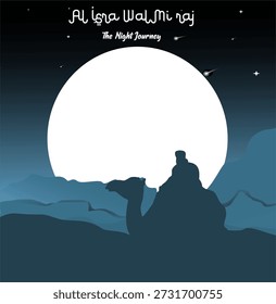 Vector isra' mi'raj Islamic background with moon in bright light.