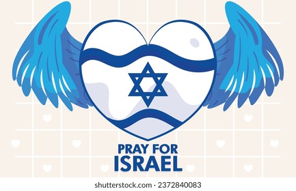 Vector Israel Flag Isolated No More War Pray for Israel with Wings