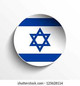 Vector - Israel Flag Paper Circle Shadow Button