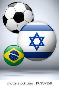 Vector - Israel Flag with Soccer Ball Background