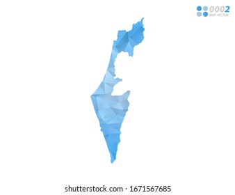 Vektorillustration Israel kartographiert blaues Dreieck-Mosaik mit weißem Hintergrund. Farbverlauf.
