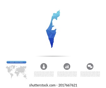 Vector Israel map blue polygon triangle mosaic for presentation. Creative concept for infographic.